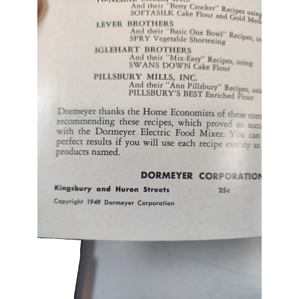 1949 Electric-Mix Treasures: Dormeyer Power-Chef Cookbook Booklet